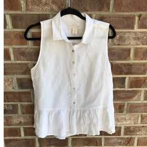 Catherine Malandrino Linen Top Cream L